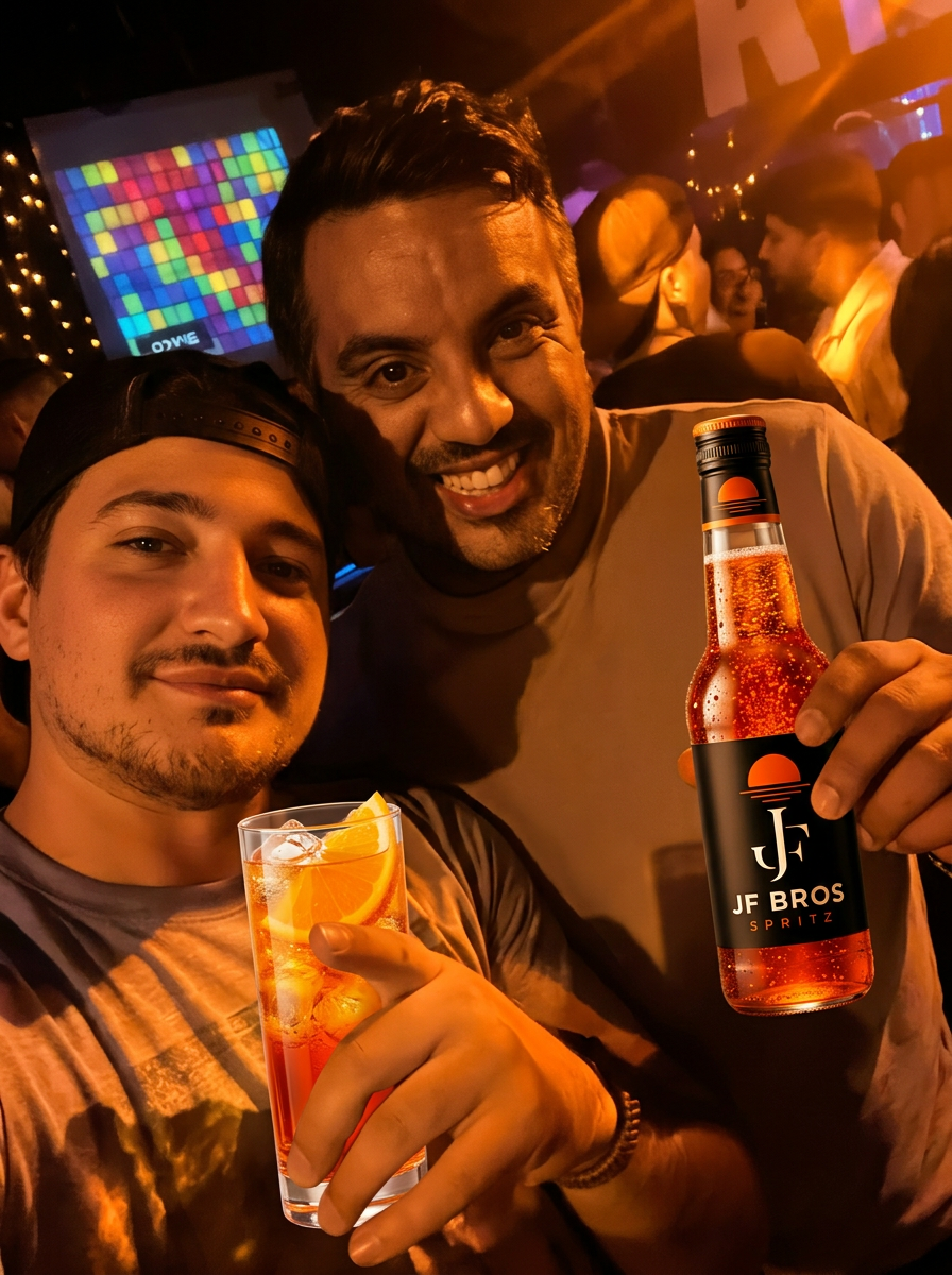 Los fundadores de JF BROS disfrutando del spritz